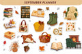 BUNDLE - 3 Sheets September Planner Stickers | Cozy Fall Sticker Pack | Pumpkin Everything, Hanging Chair & Reading Stickers | Autumn Planner Bundle