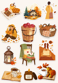 Cozy Autumn Bookish Sticker Pack | 24 Pcs Fall Reading Stickers for Book Lovers