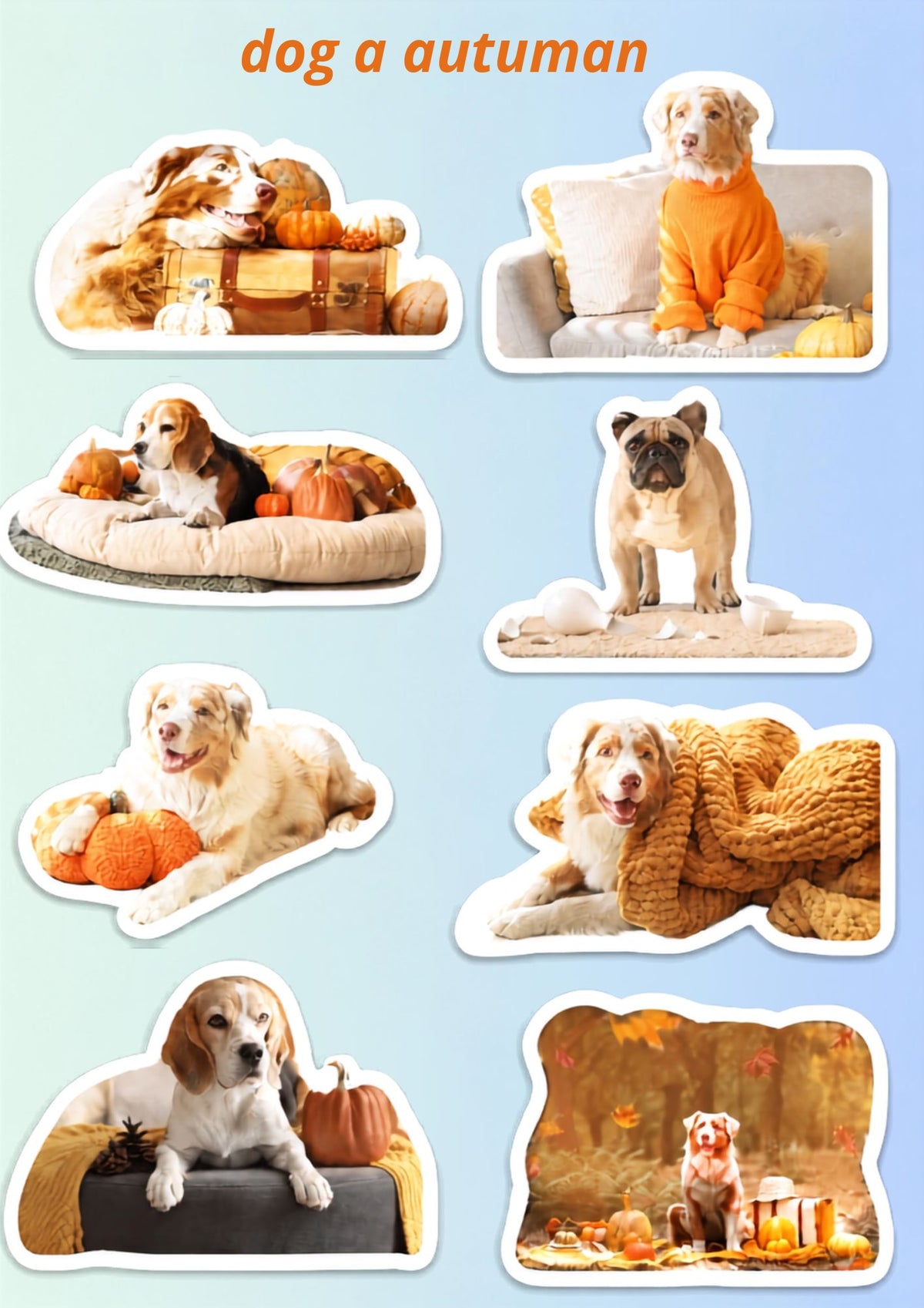 MEGA BUNDLE - 50 Cute Autumn & Winter Stickers - Cats Dogs Cozy Fall Winter PNG - Kawaii Seasonal Bundle