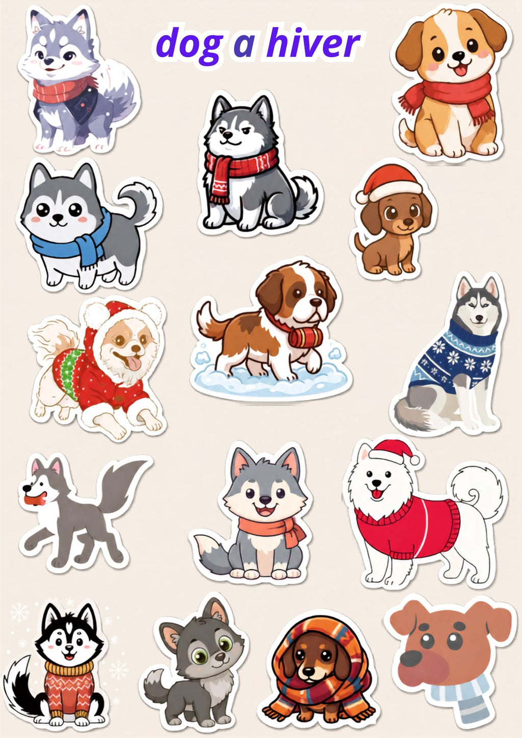 MEGA BUNDLE - 50 Cute Autumn & Winter Stickers - Cats Dogs Cozy Fall Winter PNG - Kawaii Seasonal Bundle