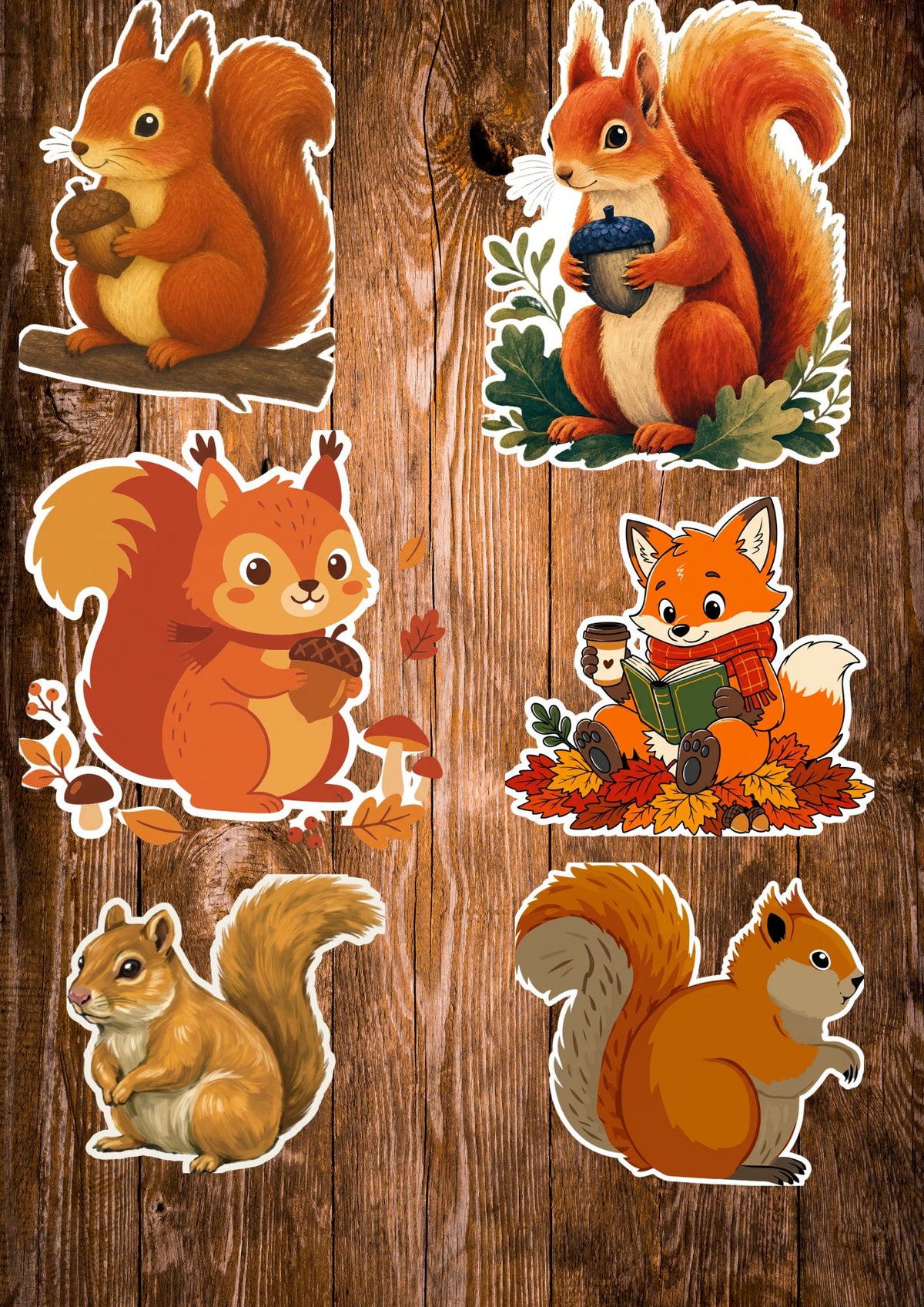 18 Fall Stickers Pack Bundle - Cute Squirrel & Bunny Autumn Stickers - Digital Download