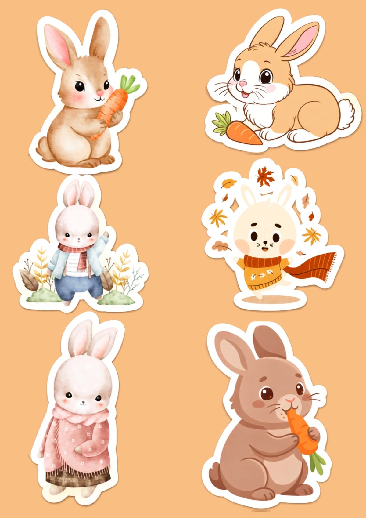 18 Fall Stickers Pack Bundle - Cute Squirrel & Bunny Autumn Stickers - Digital Download